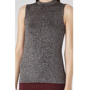 Reiss Metallic Astrid Knit Tank Shimmer Mock neck